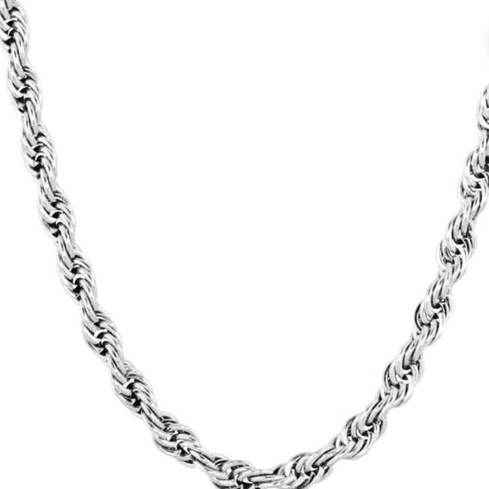 Solid 14K White Gold Rope Chain - Picture 3 of 10